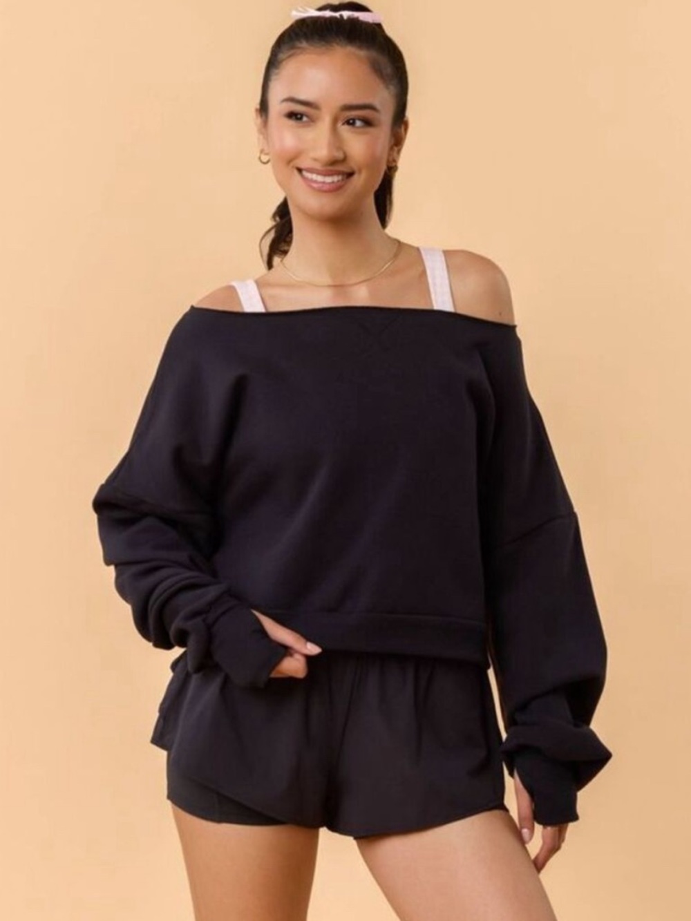 Blogilates Womens Dance Studio
Off the Shoulder Sweatshirt Black Medium